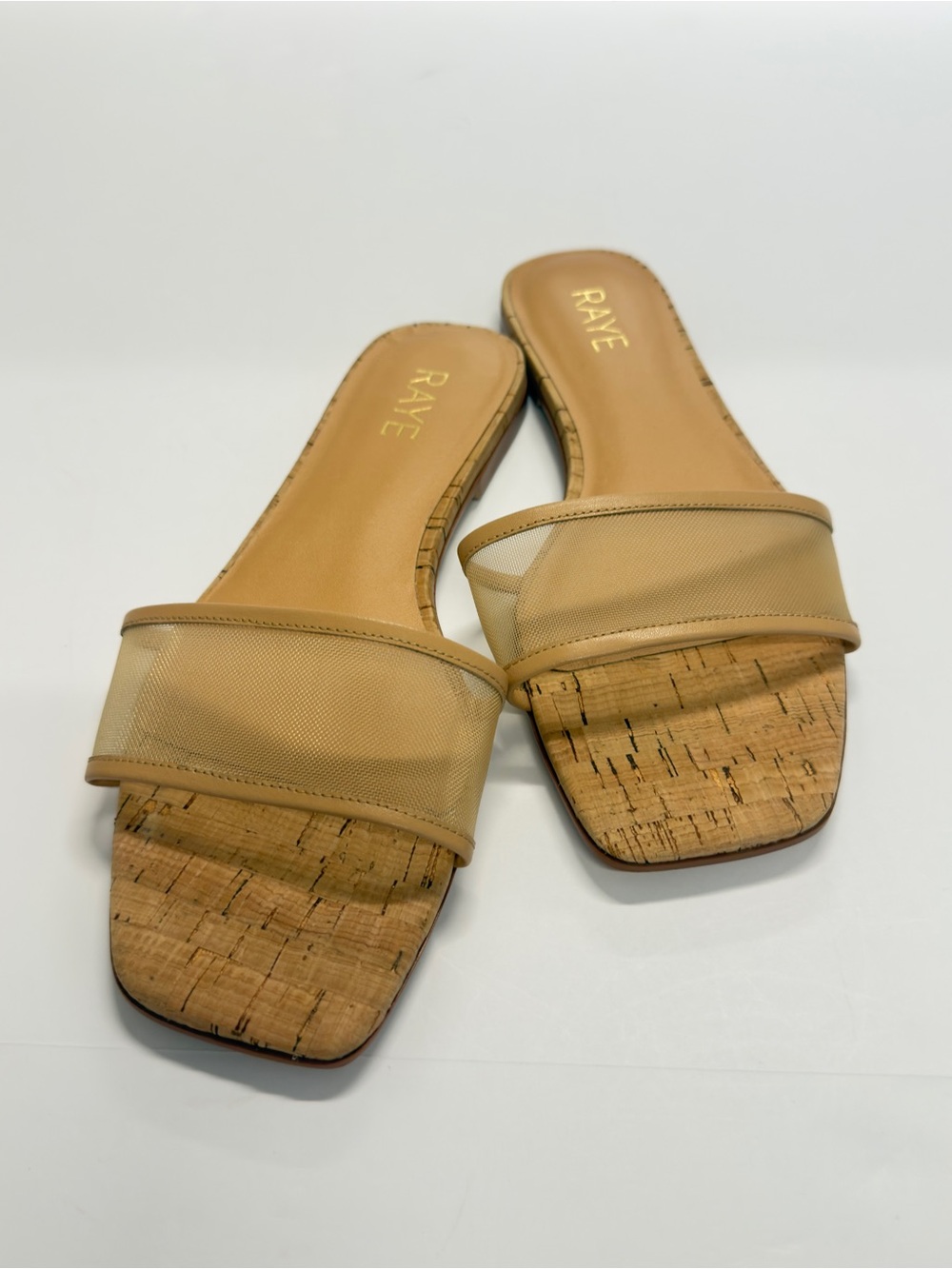 NWOT RAYE Hillie Sandal Natural Mesh Cork Slide Sandal Mule Size 9